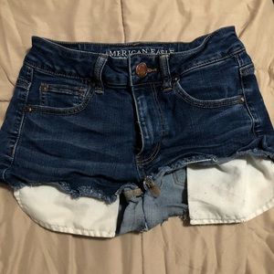 Dark washed jean shorts